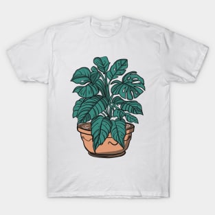 Kawaii Monstera in a Pot T-Shirt